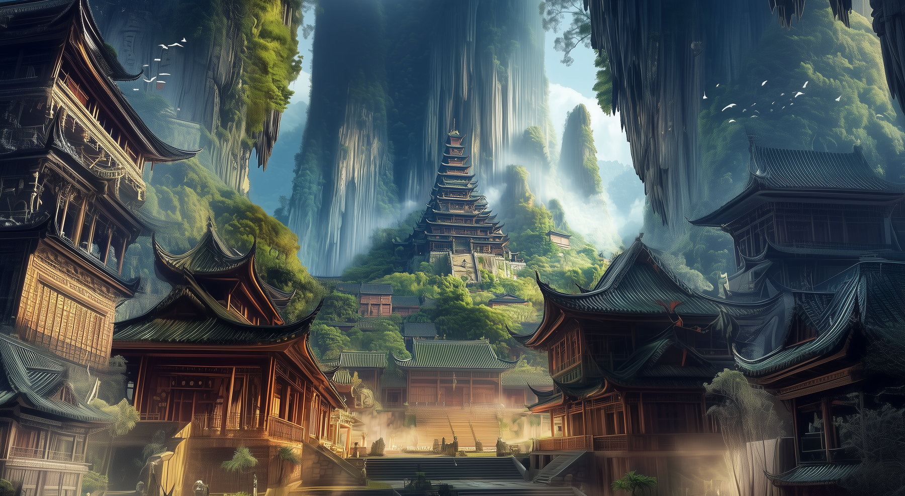 Depiction of Mahālaya monastery from The Ascent