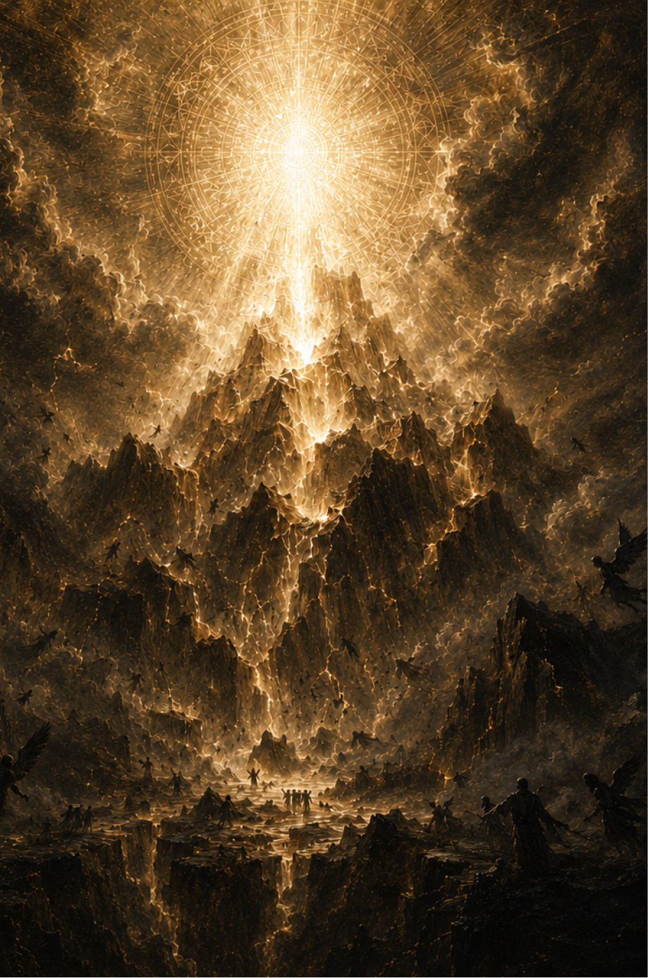 Illuminated Book of Enoch page with a celestial mountain