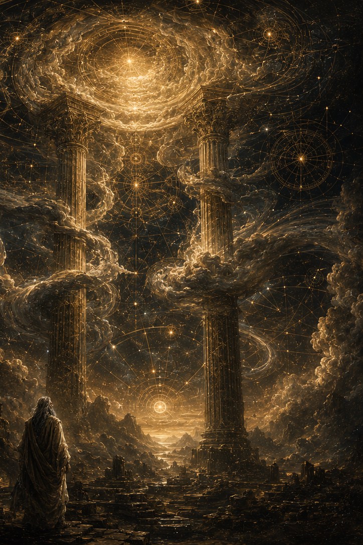 Enoch beholds the celestial pillars and paths of the stars in the complete illustrated Book of Enoch