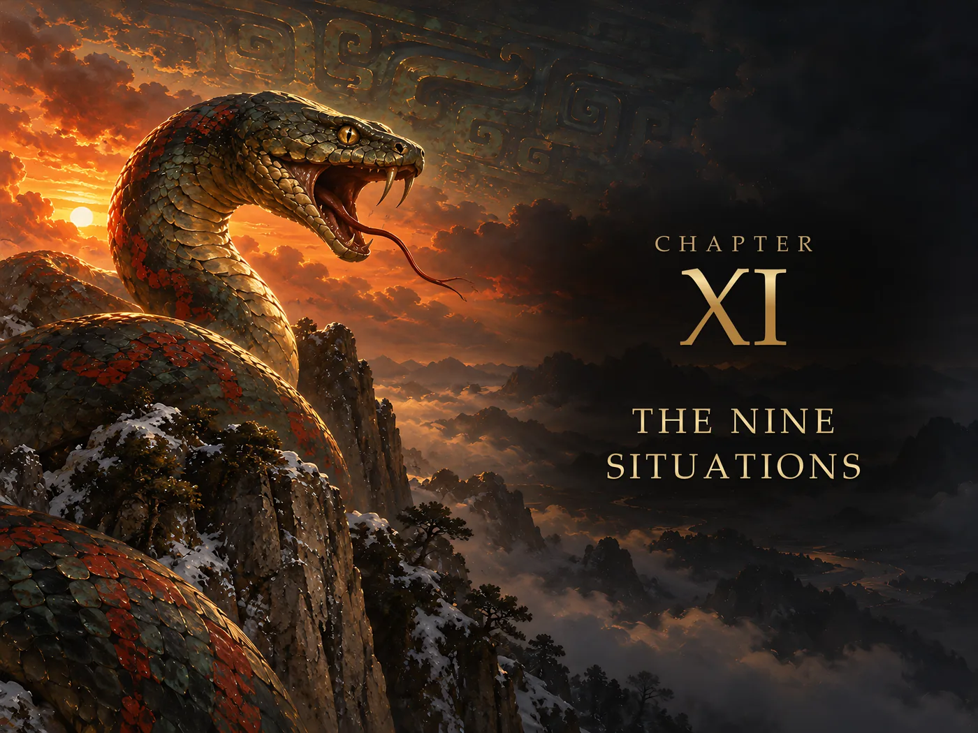 Chapter XI, The Nine Situations: its opening painting in The Art of War Illustrated